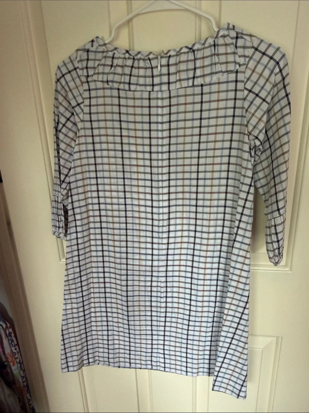 Bella Bliss Light Plaid Button-Shoulder Tunic - Blue & Tan Check